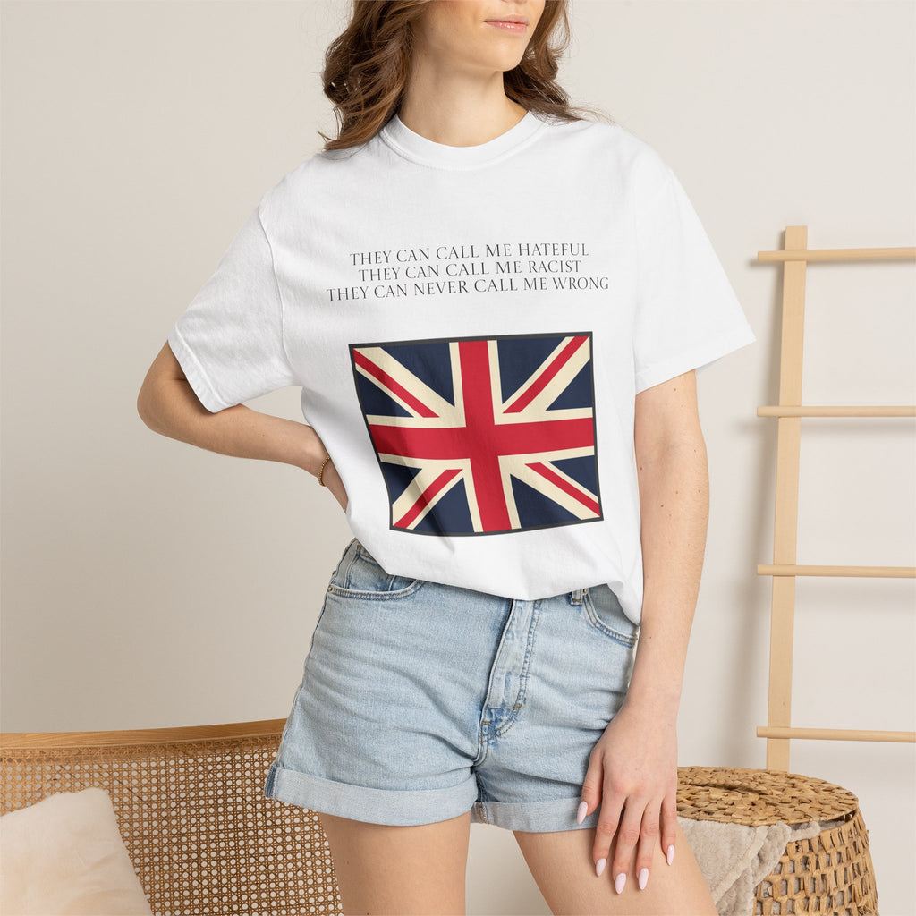 "They can never call me wrong" Union Jack shirt